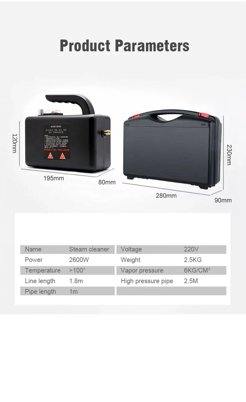 High-Temperature Steam Cleaner for Home Appliances – Sterilization, Kitchen Hood & Car Cleaner, US/EU Plug