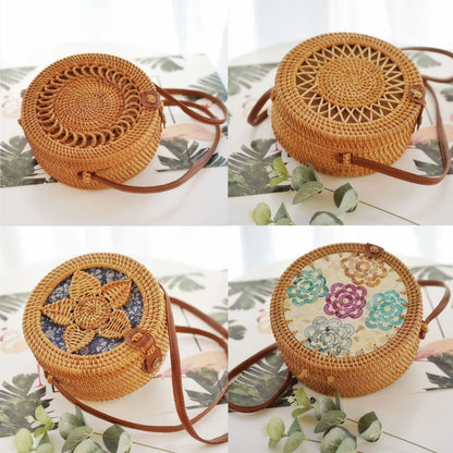 Handmade Straw Bag – Women’s Summer Rattan Beach Handbag, Boho Woven Circle Tote