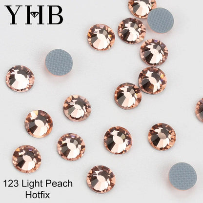 YHB 101-127 Hotfix Crystal Rhinestones - Glitter Glass Flatback Gems for Bags, Shoes, Garments, Phone & Nail Art DIY