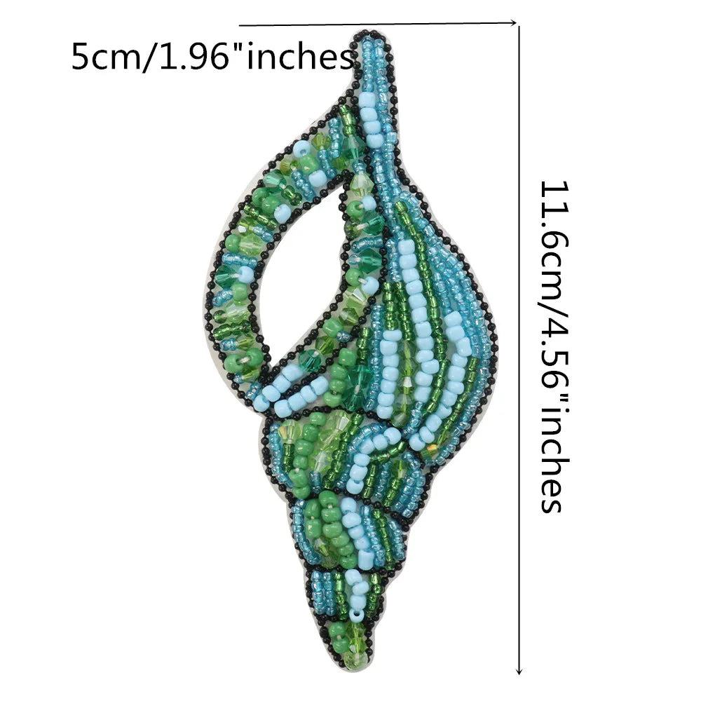 3D Handmade Ocean Animal Patches - Beaded Seahorse Crab Starfish DIY Sewing Accessories & Craft Ornaments