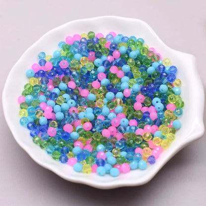 Mixed Color Crystal Glass Beads - 4mm Faceted Rondelle Spacer Beads for DIY Bracelet & Jewelry Making Crafts