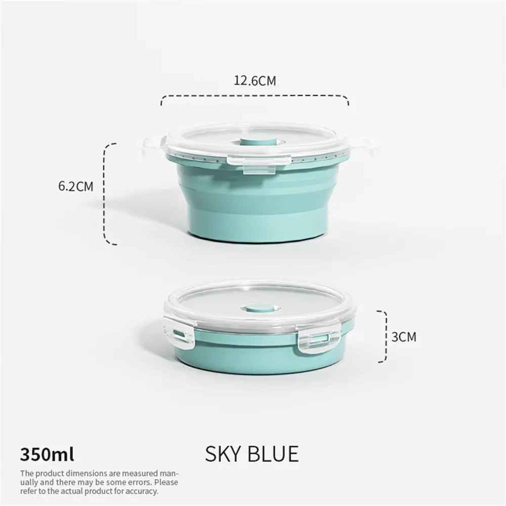 Collapsible Silicone Food Storage Container - Portable Lunch Box with Lid for Microwave & Freezer Use