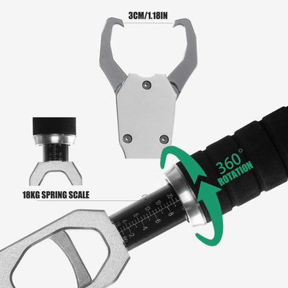 SAMOLLA Aluminum Fishing Grip Pliers - 18KG Spring Scale 360° Rotating Adjustable Fish Grabber Tool