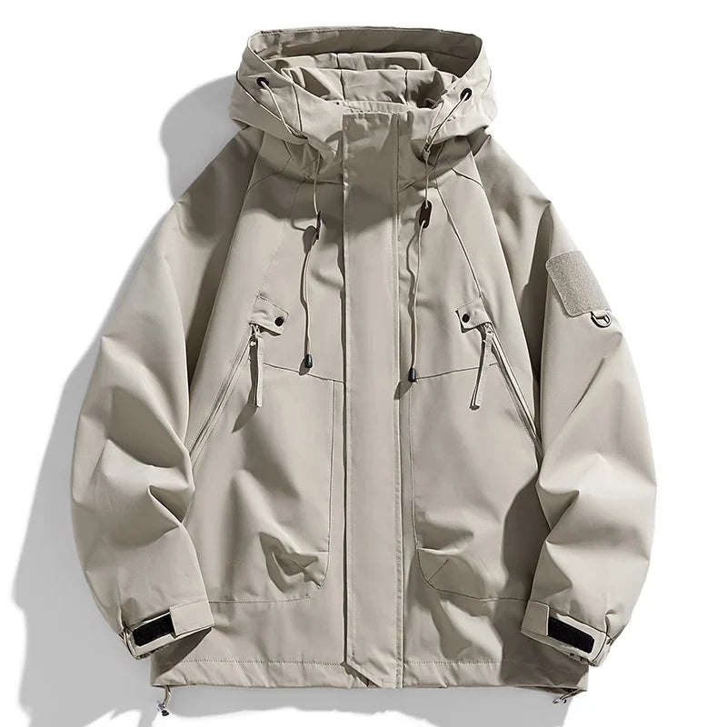 Men’s Hooded Windbreaker Jacket - Waterproof Lightweight Softshell Bomber Coat for Camping and Hiking