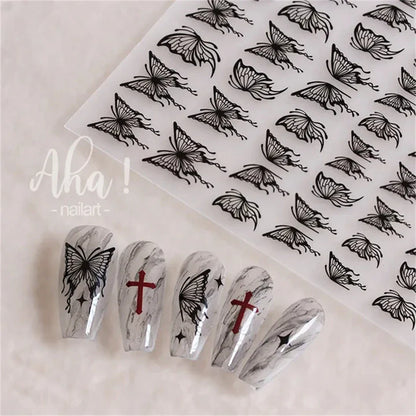 Vintage Rose Flower Nail Stickers – Red & Blue Laser Gold/Silver Nail Art Decals for Manicure Design DIY Beauty Tool