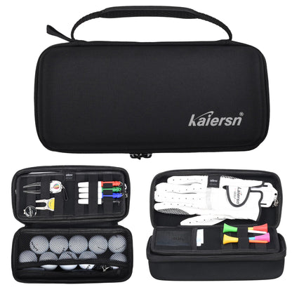 Golf Ball Storage Box & Glove Holder – Accessory Protect Case with Tees, Divot Tool & Valuables Pouch, Includes Hook