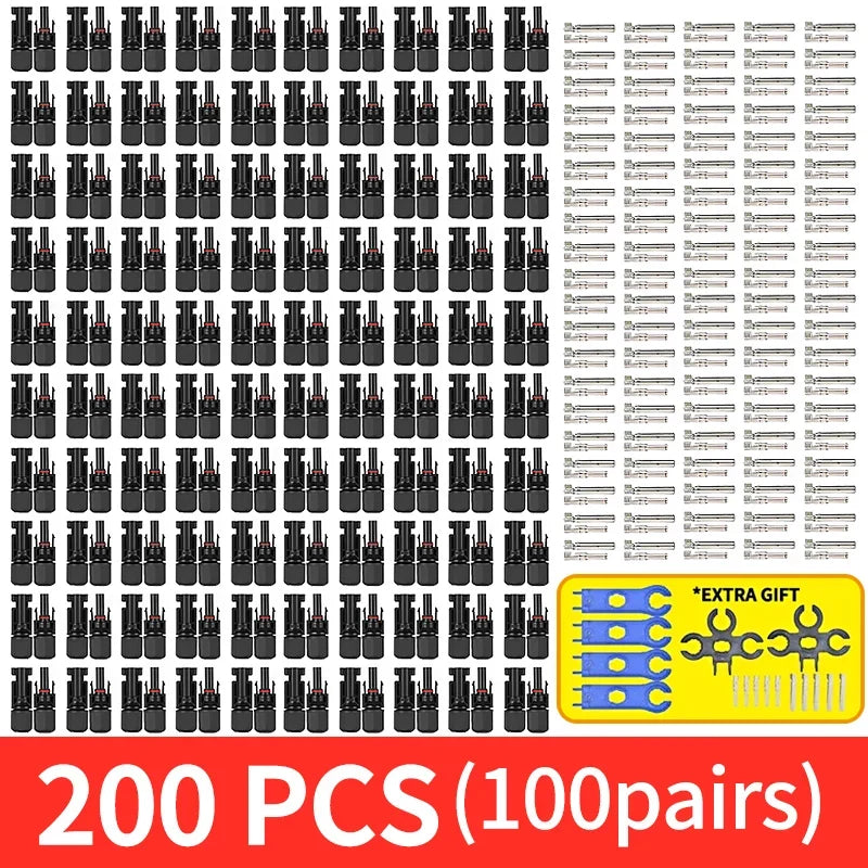 Solar PV Connector Kit - 1000V DC 30A Waterproof Plug Connectors for MC4 Cable Wiring
