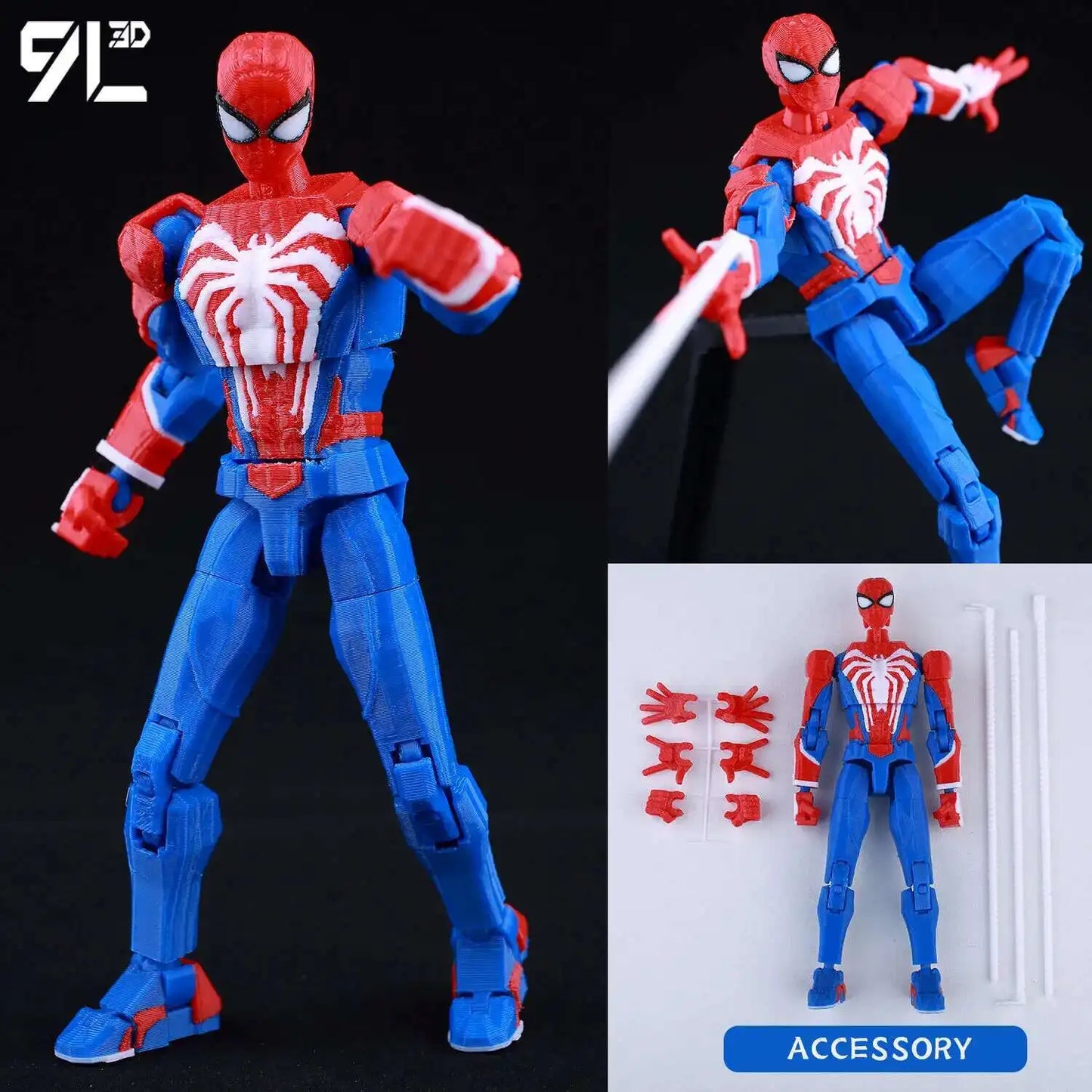 9L3D Lucky13 T13 Action Figures — 3D Printed Deadpool, Wolverine, Batman, Spider-Man & Venom Anime Model Toys, Collectible Gift