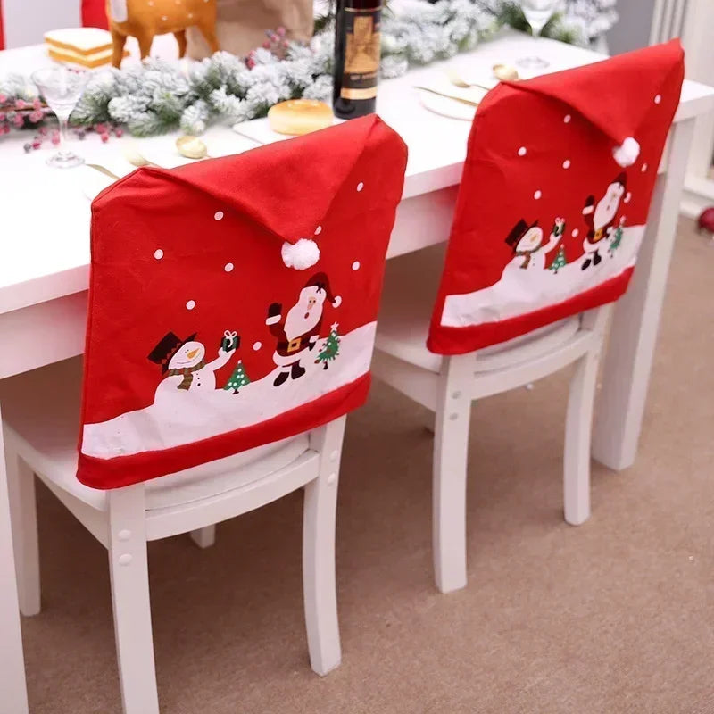 Christmas Chair Decoration Set - Cartoon Holiday Chair Covers and Festive Home Decor Supplies for Christmas Celebration