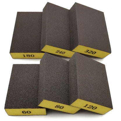 6Pcs Sanding Sponge Block Set - 60-320 Grit Coarse to Fine Sander Pads for Wood, Drywall & Metal