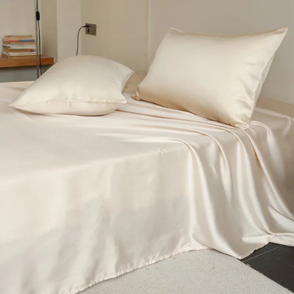 100% Mulberry Silk Bed Sheet Set - Luxury Silk Bedding with Fitted Sheet, Flat Sheet & Pillowcases