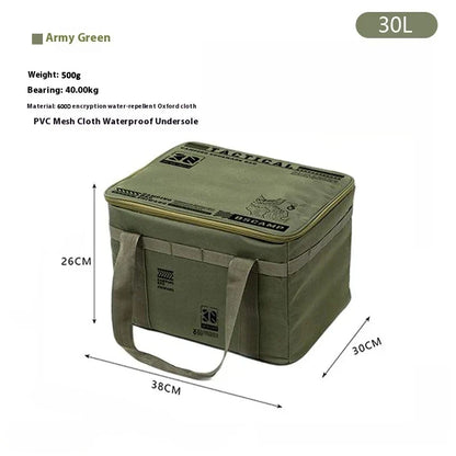 Insulated Tactical Camping Bag - Waterproof Foldable Outdoor Picnic & Tableware Storage Bag, 30L/42L/56L Large Capacity
