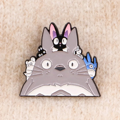 Grey Cat Enamel Pins 1-5PCS Set - Classic Anime Brooches for Backpacks, Bags & Fan Gifts