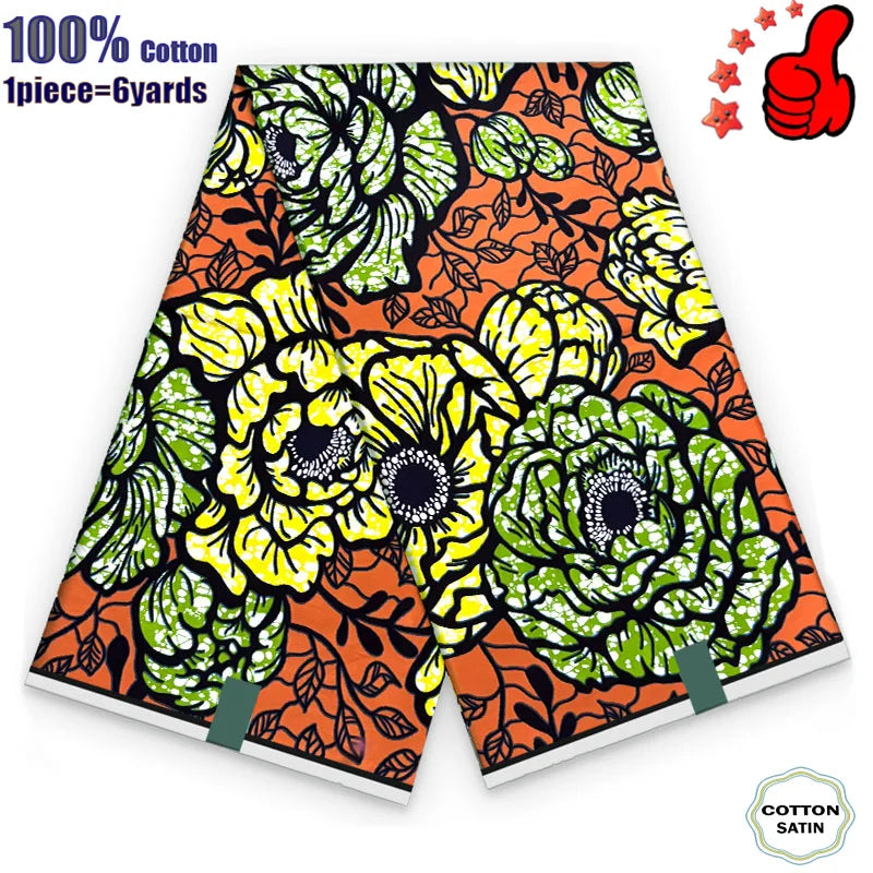African Real Wax Print Fabric - 100% Cotton Ghana Nigeria Style Ankara Batik Sewing Material