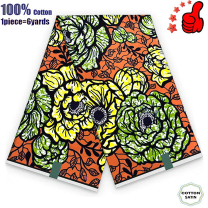 African Real Wax Print Fabric - 100% Cotton Ghana Nigeria Style Ankara Batik Sewing Material