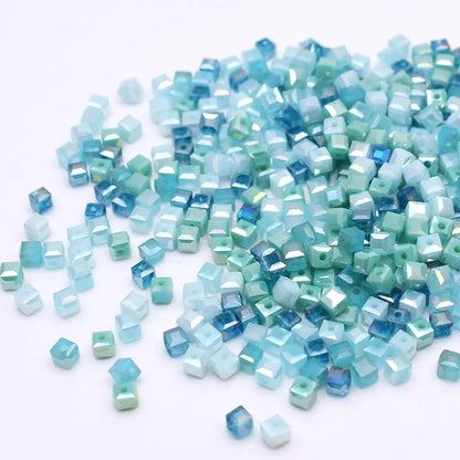 Pink Czech Glass Crystal Beads - 3mm 4mm 5mm Cube Square Candy Seed Beads for DIY Jewelry Making Charms