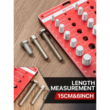 34PCS Screw Nut & Bolt Thread Checker - Metric & Standard Thread Measuring Gauge Set with Drill Size Identifiers