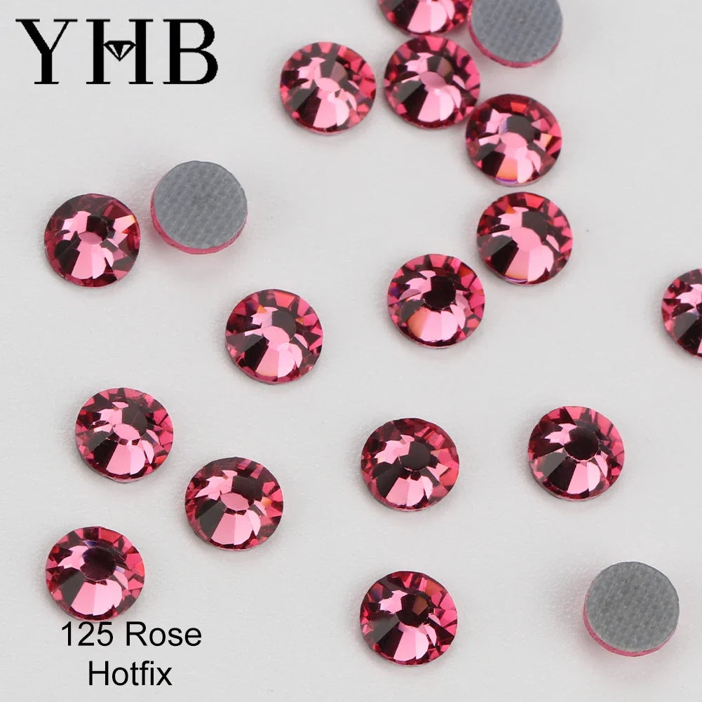 YHB 101-127 Hotfix Crystal Rhinestones - Glitter Glass Flatback Gems for Bags, Shoes, Garments, Phone & Nail Art DIY