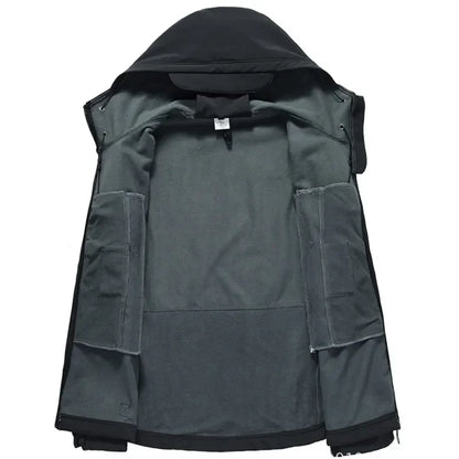 2024 Tactical Soft Shell Jacket for Men - Windproof Waterproof Breathable Fleece Hooded Combat Coat