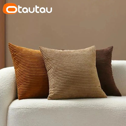 Cotton Corduroy Cushion Cover - Soft Throw Pillowcase Without Insert for Sofa Home Decor