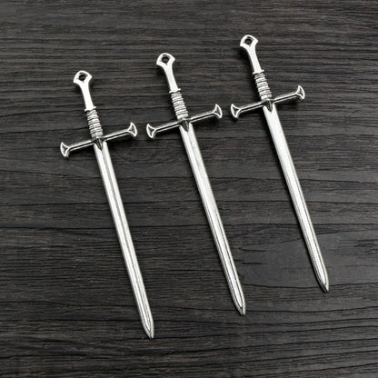 10pcs Antique Silver Sword Charms - DIY Jewelry Making Pendants Necklace Craft Accessories Findings