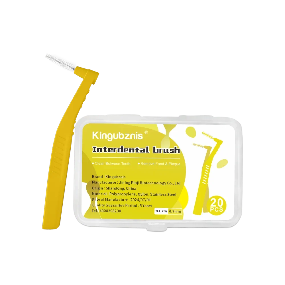 Kingubznis Interdental Brush Set - Stainless Steel Orthodontic Dental Floss Brushes with Angled Short Handle
