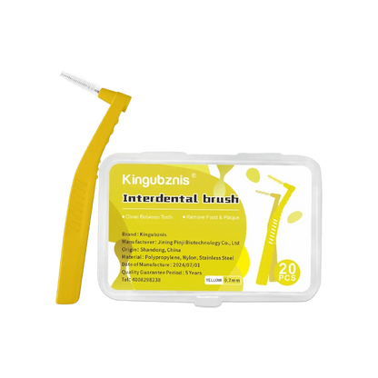 Kingubznis Interdental Brush Set - Stainless Steel Orthodontic Dental Floss Brushes with Angled Short Handle