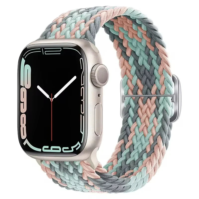 Braided Solo Loop Apple Watch Ultra Band – Elastic Nylon Adjustable Strap for iWatch SE, Series 3–9 (38mm–49mm) Bracelet Band