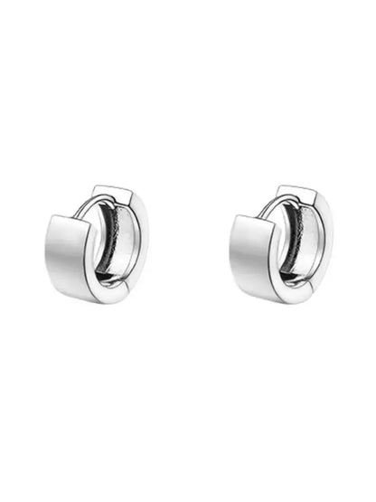 Classic Silver Hoop Earrings - Minimalist Wide Huggie Style Punk Jewelry for Women