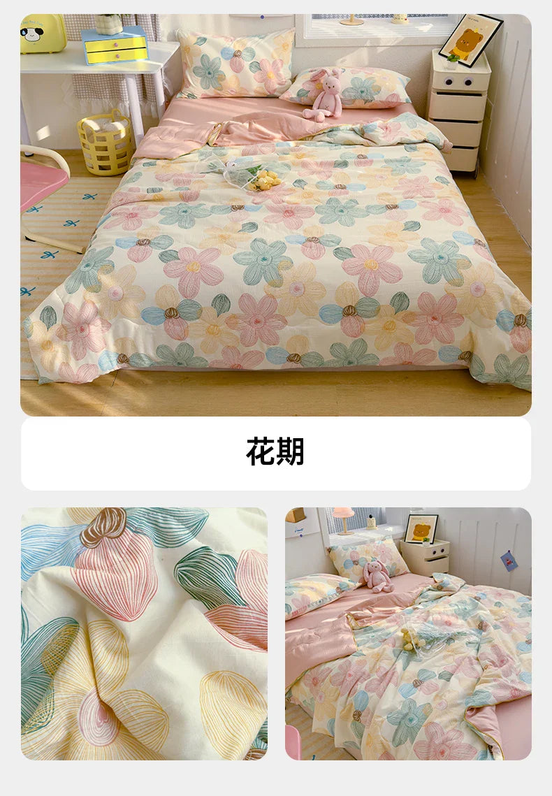 Washed Double Gauze Quilt – Lightweight Summer Comforter with Soya Fibre Filling, Soft & Breathable for Queen Size