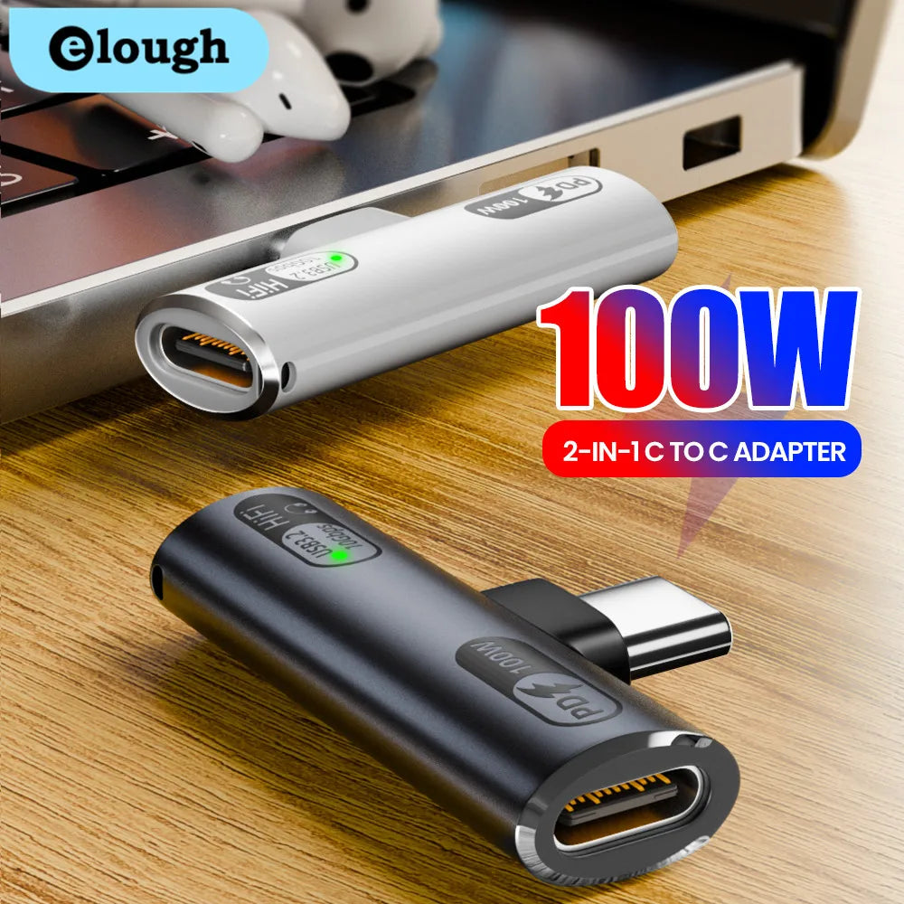 100W USB-C OTG Splitter Adapter - Type C Audio Headphone Fast Charging Data Transfer for iPhone 15/16 & iPad