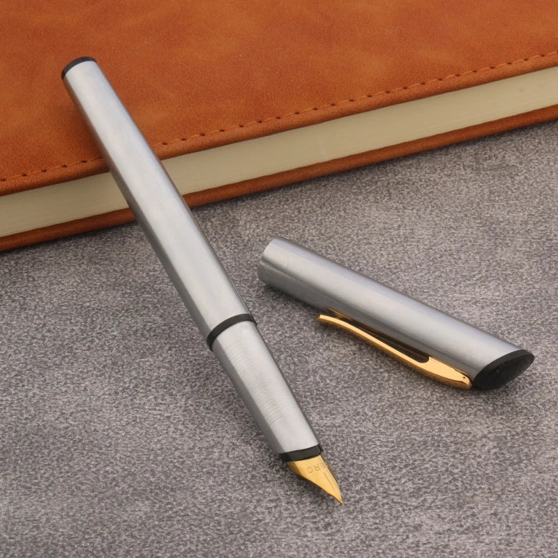 Classic Retro Metal Fountain Pen - Stainless Steel Writing Pen for Office, School & Gifts
