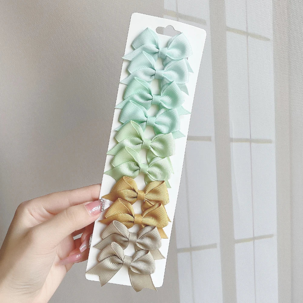 10pcs Kids Bow Hair Clips - Handmade Ribbon Bowknot Barrettes for Baby Girls Hair Accessories