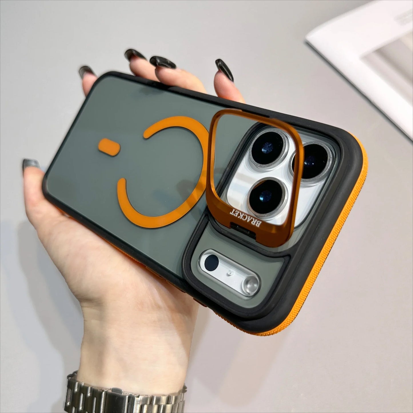 Luxury Matte Transparent MagSafe Kickstand Case — Magnetic Stand Cover for iPhone 11–17 Air, Plus, Pro Max