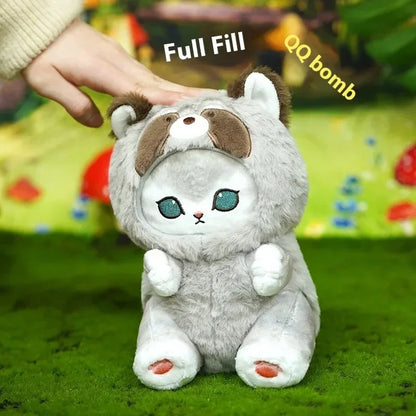 Kawaii Mofusand Shark Cat Keychain — Cartoon Cross-Dressing Doll Pendant for Backpack Decor