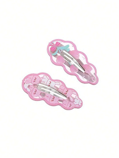 Cute Pink Rabbit Hair Clips - Bangs & Side Hair Clips for Daily Wear, School & Girls' Hair Accessories