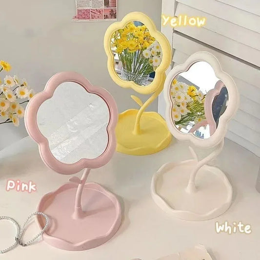 Creative Flower Desktop Mirror - Stylish Bedroom & Dorm Decor Vanity Mirror for Home Decoration
