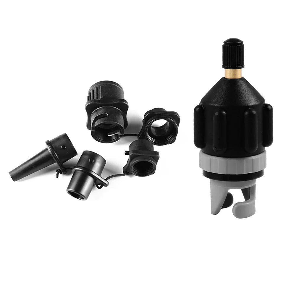 SUP Board Air Valve Adapter Kit — Inflatable Pump Connector for Paddle Boards, Kayaks, Black/Orange
