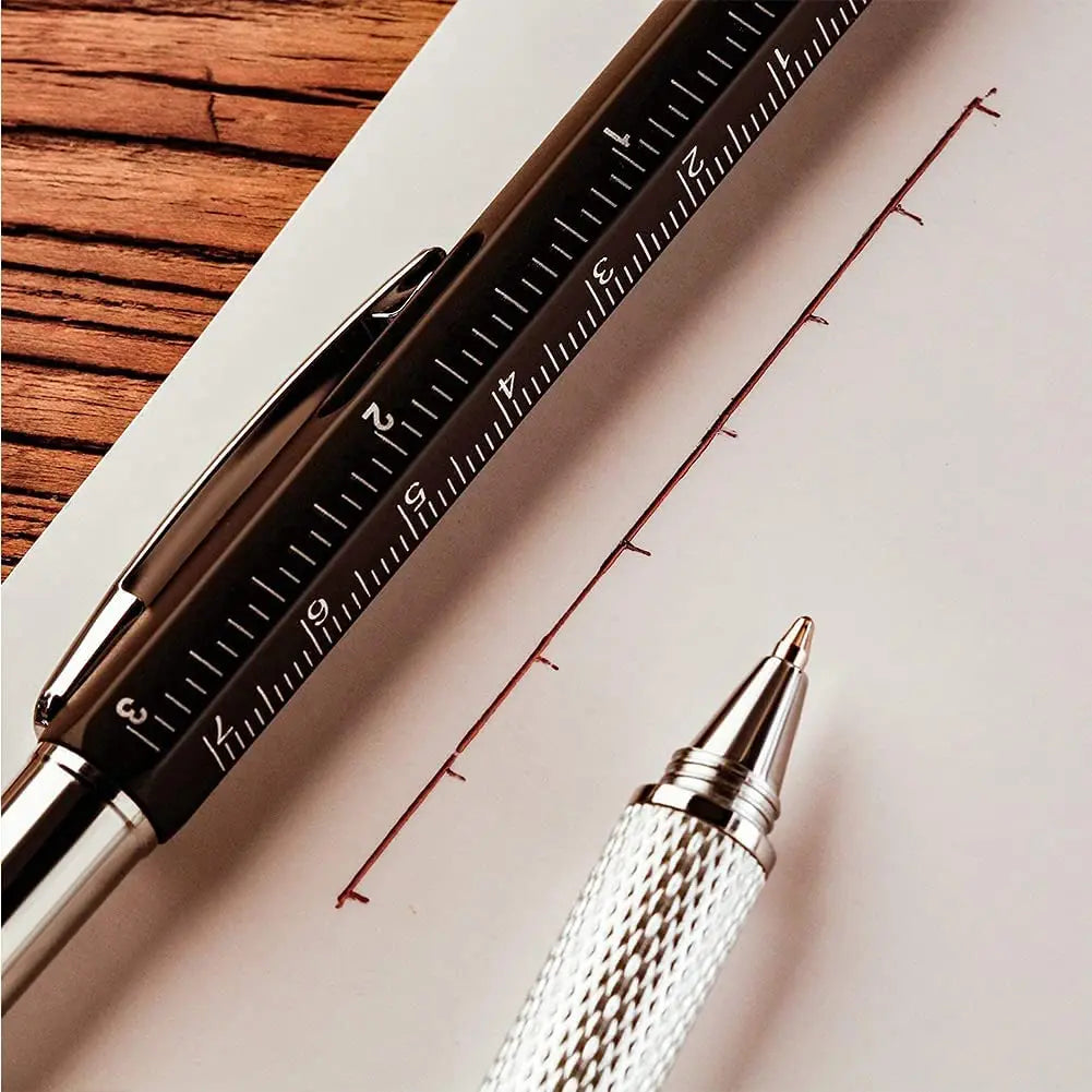 7-in-1 Multifunctional Pen - Touch Screen Stylus, Screwdriver, Ruler, Level Gauge, Refillable Ballpoint & Pencil Tool