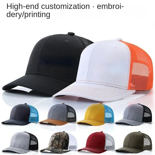 Custom Logo Snapback Hat - Embroidered Mesh Sports Cap for Men & Women, Adjustable Baseball Cap