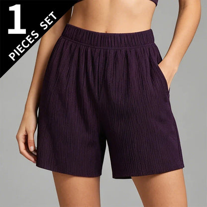 Women's 5-Point Sports Shorts - Elastic Waist Casual Summer Running Pants with Pockets