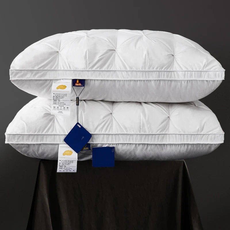 95% Goose Down Pillow – White Cotton Cover, 5-Star Hotel Quality, Low/Mid/High Loft for Sleeping, Rectangle Shape