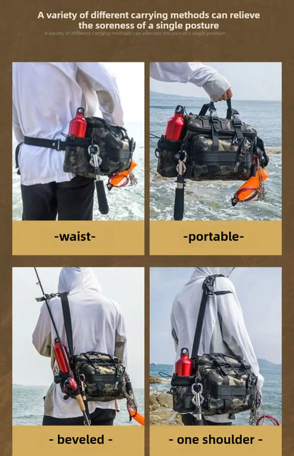 Portable Fishing Tackle Shoulder Bag – Storage Bag with Rod Holder for Outdoor Sports & Fly Fishing