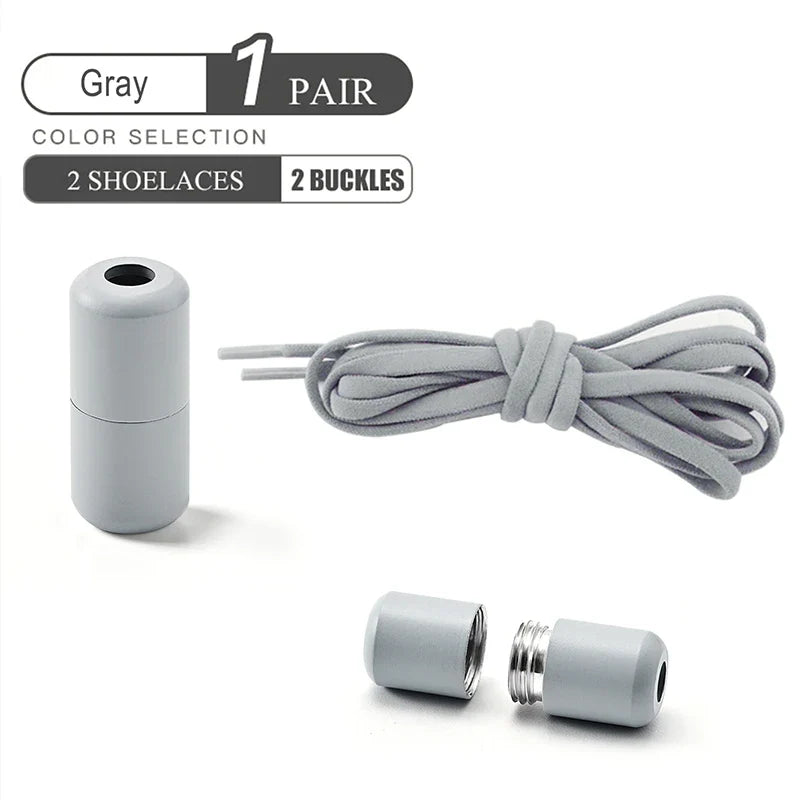 Elastic No Tie Shoelaces - Quick Lock Metal Laces for Kids & Adults Sneakers, Lazy Shoe Strings