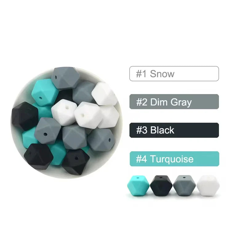 LOFCA 10PCS Hexagon Silicone Beads (14mm/17mm) – DIY Jewelry Making & Pacifier Chain Accessories Bulk Set