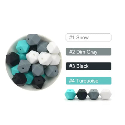 LOFCA 10PCS Hexagon Silicone Beads (14mm/17mm) – DIY Jewelry Making & Pacifier Chain Accessories Bulk Set