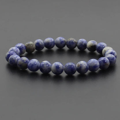 8mm Natural Stone Beaded Bracelet - Black Onyx Lava Tiger Eye Agate Quartz Chakra Yoga Energy Jewelry for Men & Women