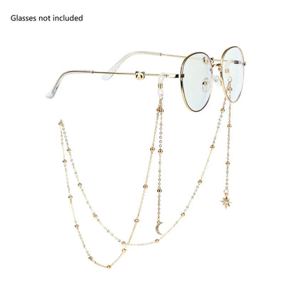 Women Pearl Star Eyeglass Chain - Fashion Beaded Sunglasses Holder Neck Strap For Reading Glasses
