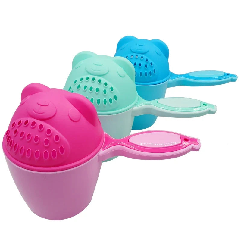 Baby Cartoon Bear Bath Cup - Cute Newborn Shower Rinse Spoon for Kids Shampoo & Bathing