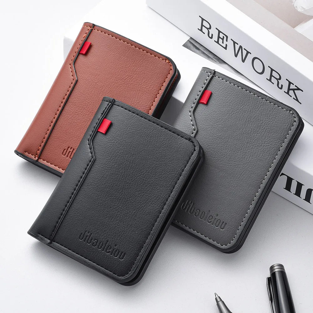 Ultra-Thin Mini PU Leather Credit Card Wallet – High-Quality Vertical Men’s Wallet Holder
